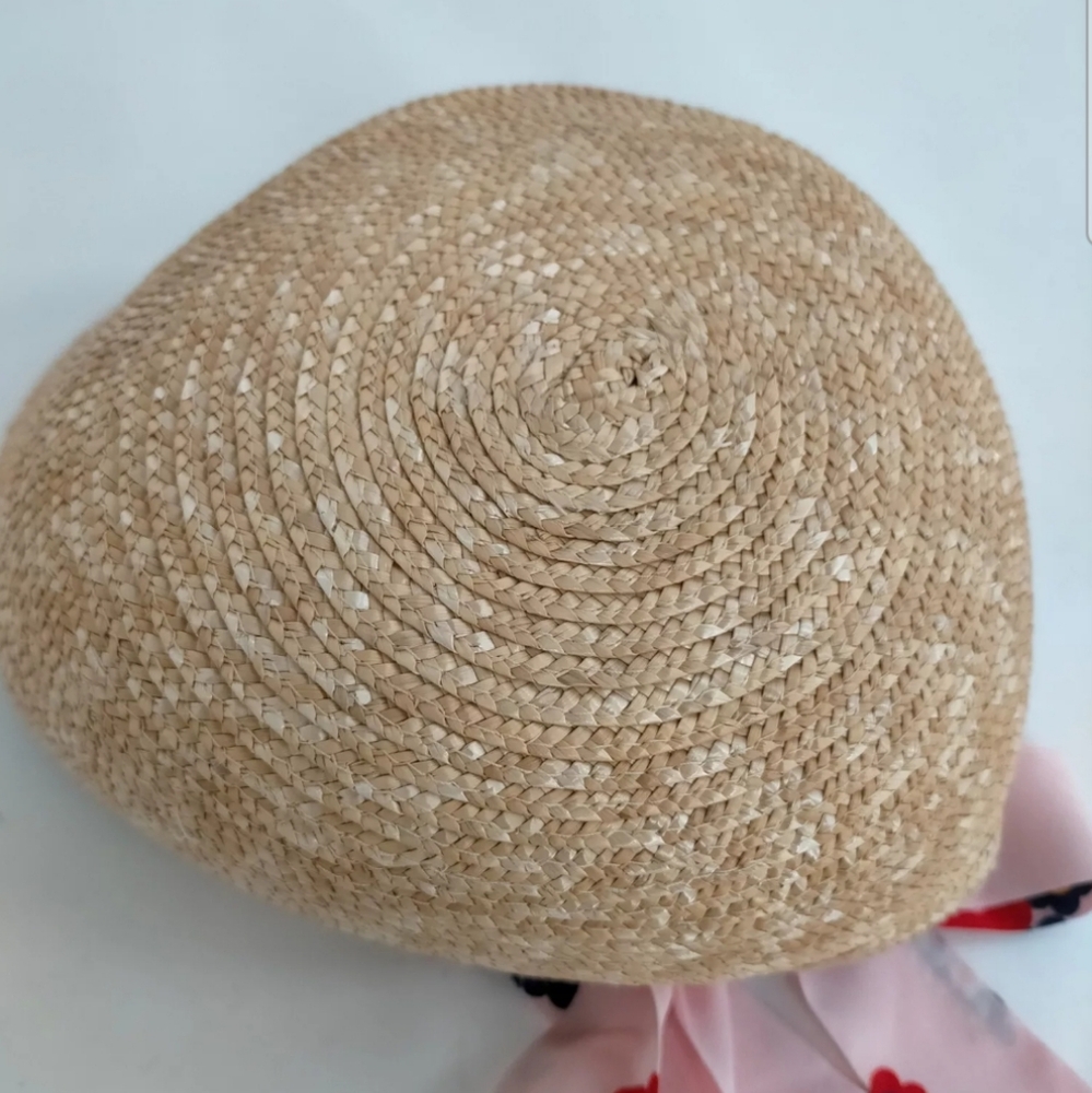 Miu Miu Straw Silk Beige Hat Ribbon Flower Pattern Cap - Picture 4 of 9